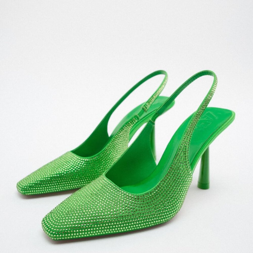 Zara Rhinestone Slingback Heels